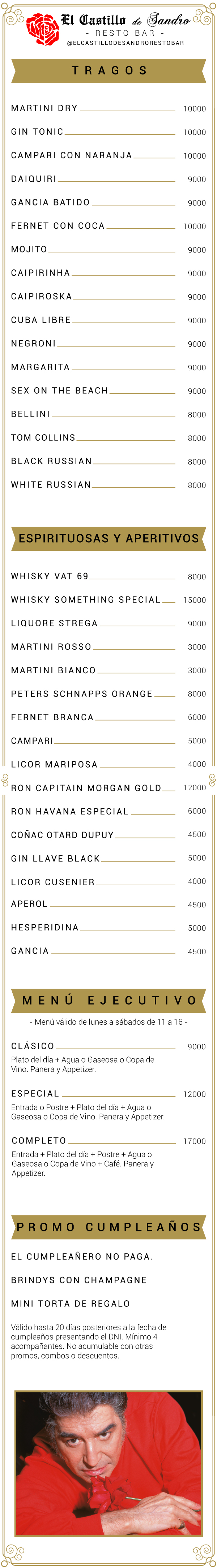 Vinos, menu ejecutivo